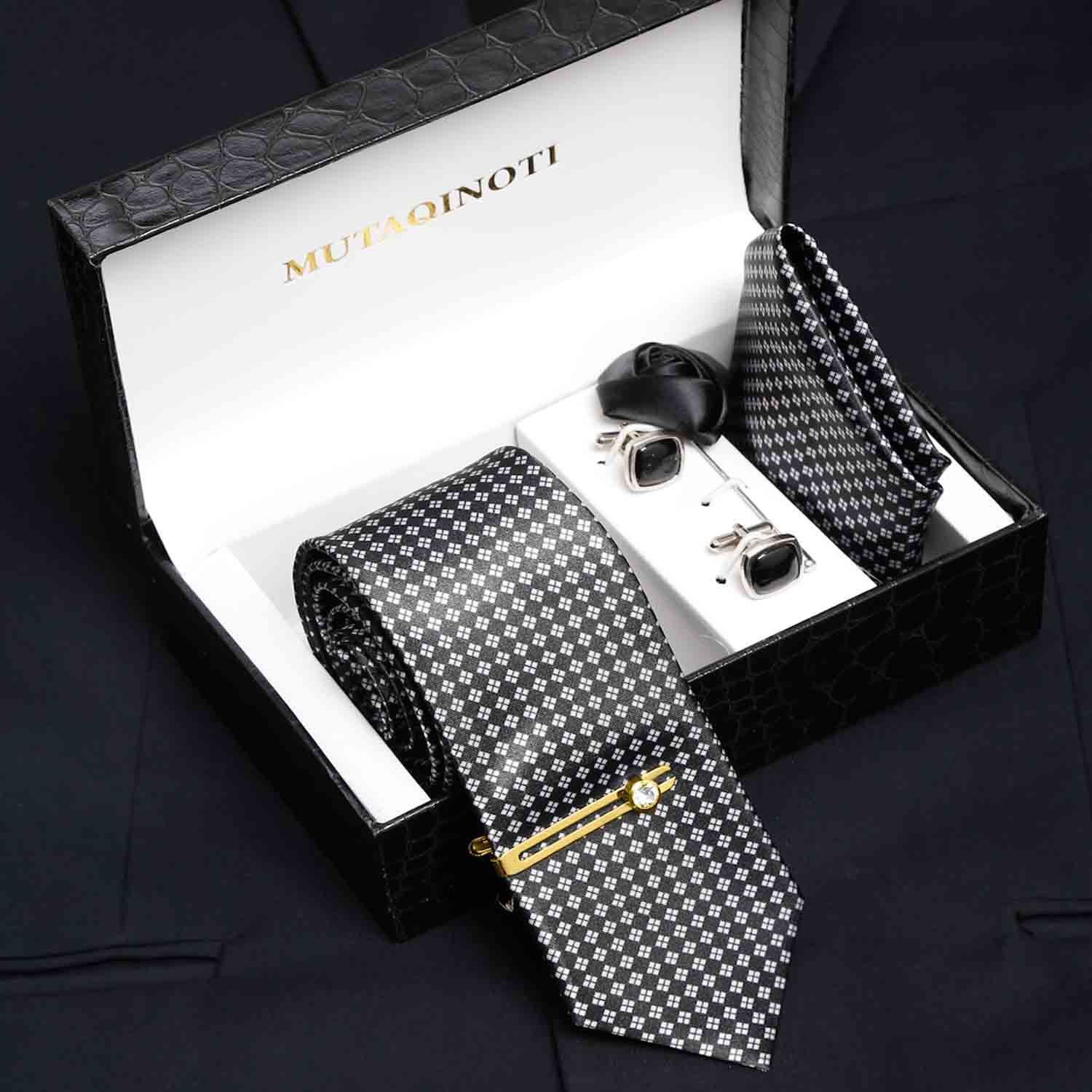MUTAQINOTI Silk Cufflink & Tie Pin Set-picture-14