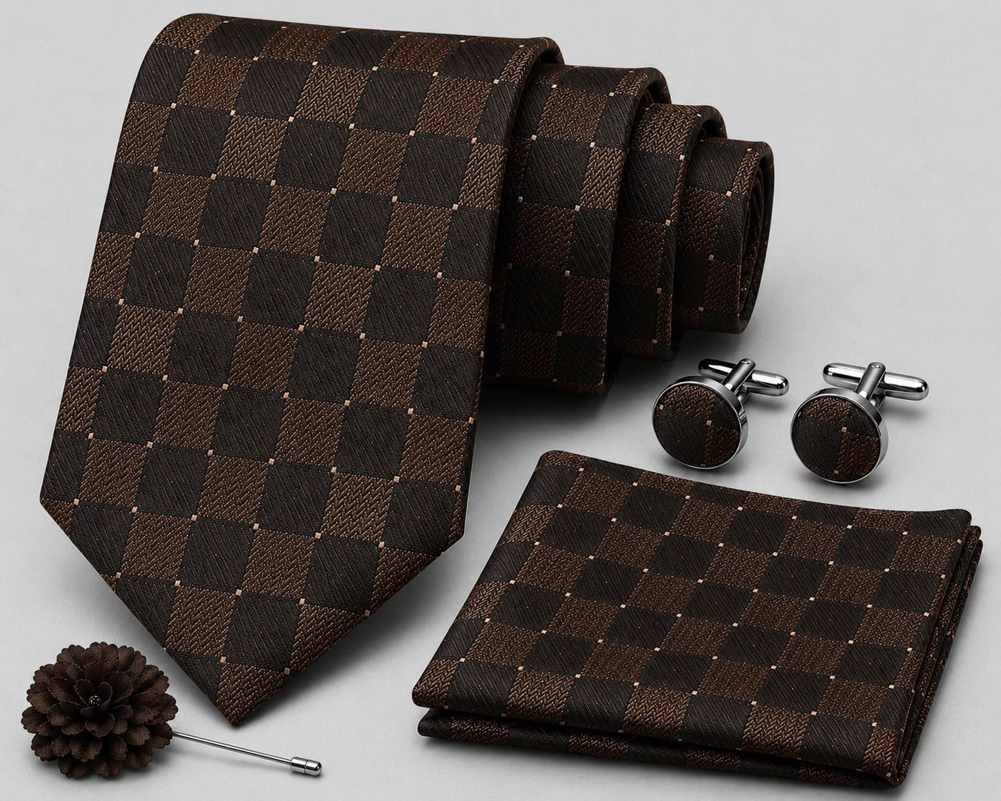 RANDOM STRIPE Satin Cufflink & Tie Pin Set-image-6