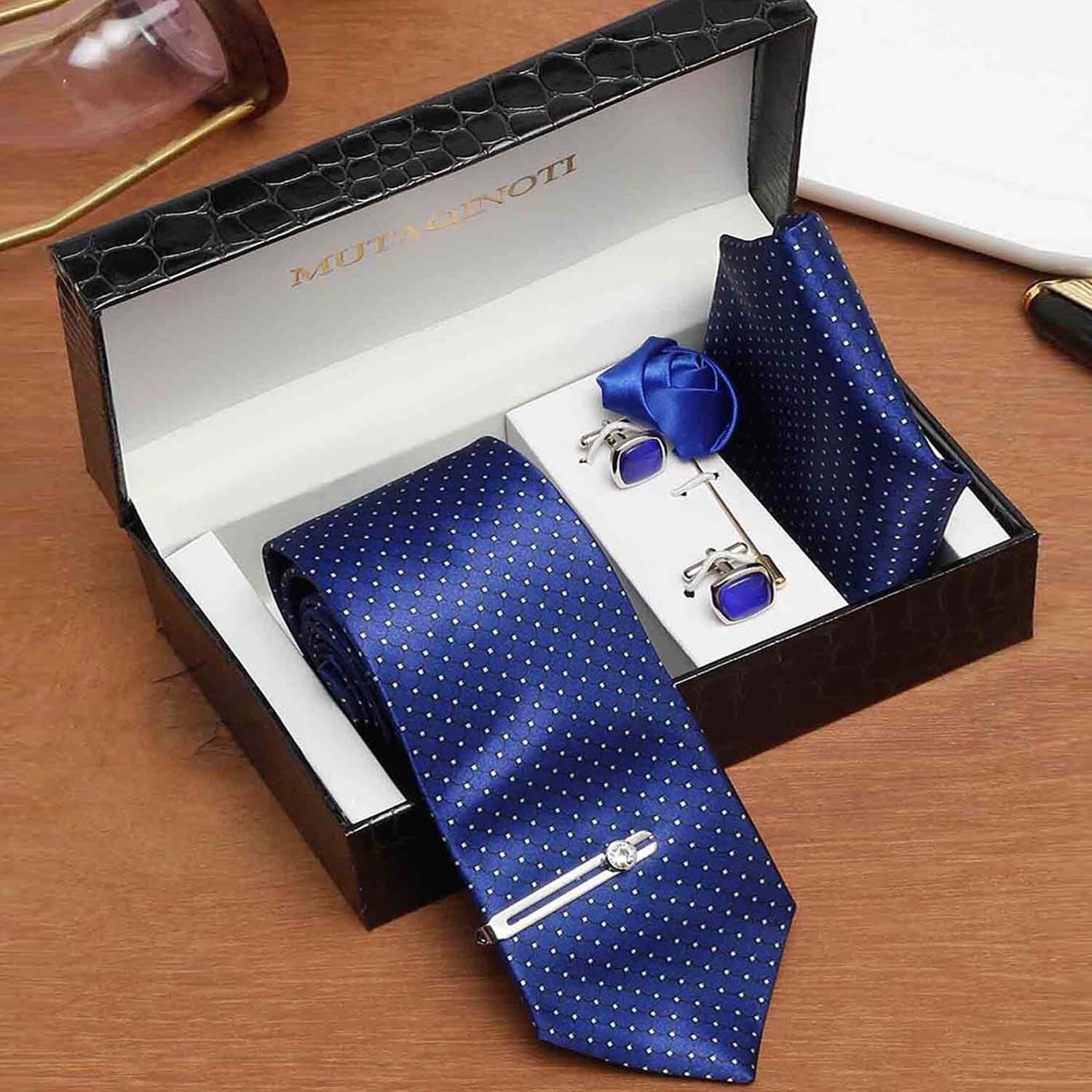 MUTAQINOTI Silk Cufflink & Tie Pin Set-image-22