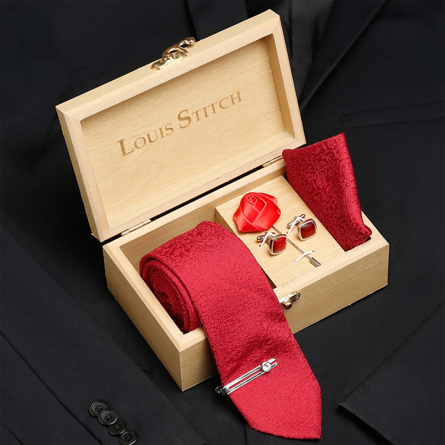 LOUIS STITCH Silk Cufflink & Tie Pin Set-picture-19