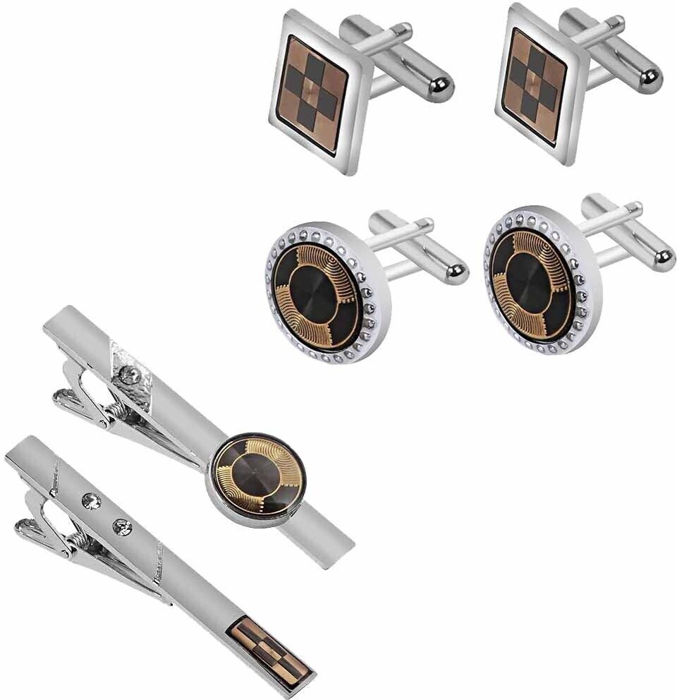 Shiv Stainless Steel Cufflink & Tie Pin Set-picture-11