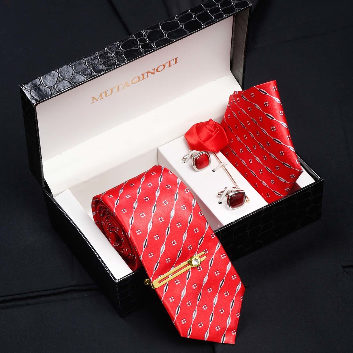 MUTAQINOTI Silk Cufflink & Tie Pin Set-picture-25
