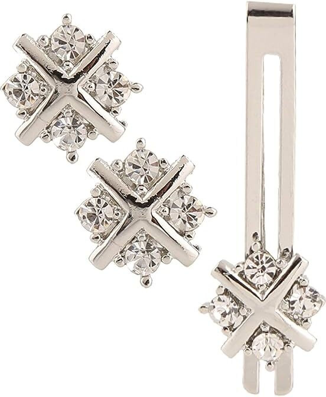 celosa Brass, Crystal Cufflink & Tie Pin Set