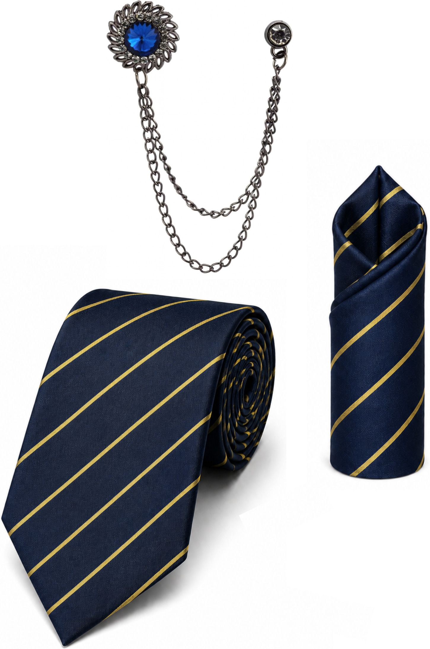 RANDOME STRIPE Satin Cufflink & Tie Pin Set-picture-27