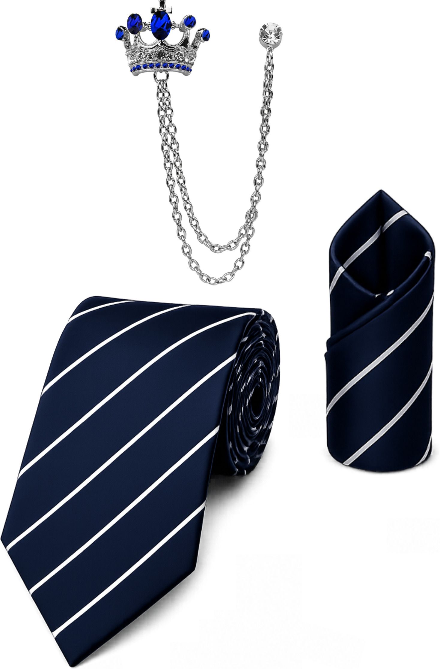 RANDOME STRIPE Satin Cufflink & Tie Pin Set-image-29
