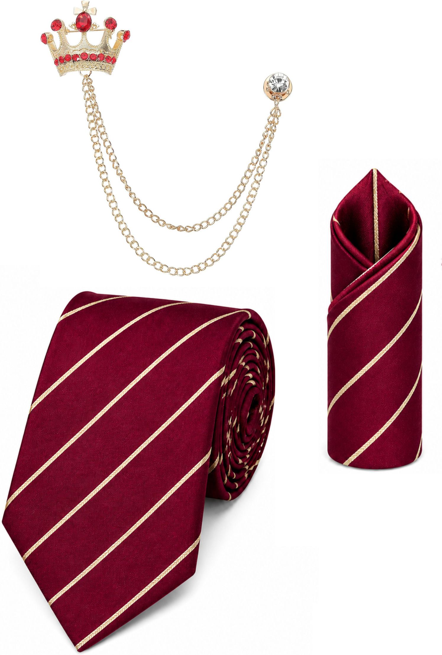 RANDOME STRIPE Satin Cufflink & Tie Pin Set-picture-31