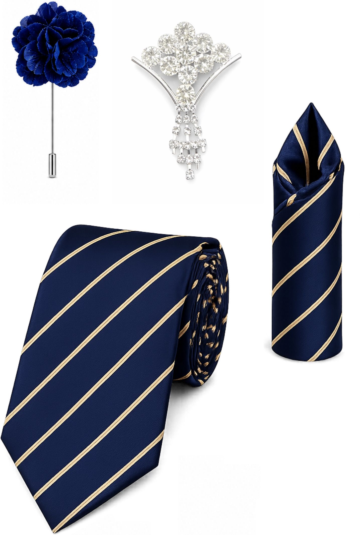 RANDOME STRIPE Satin Cufflink & Tie Pin Set-picture-32