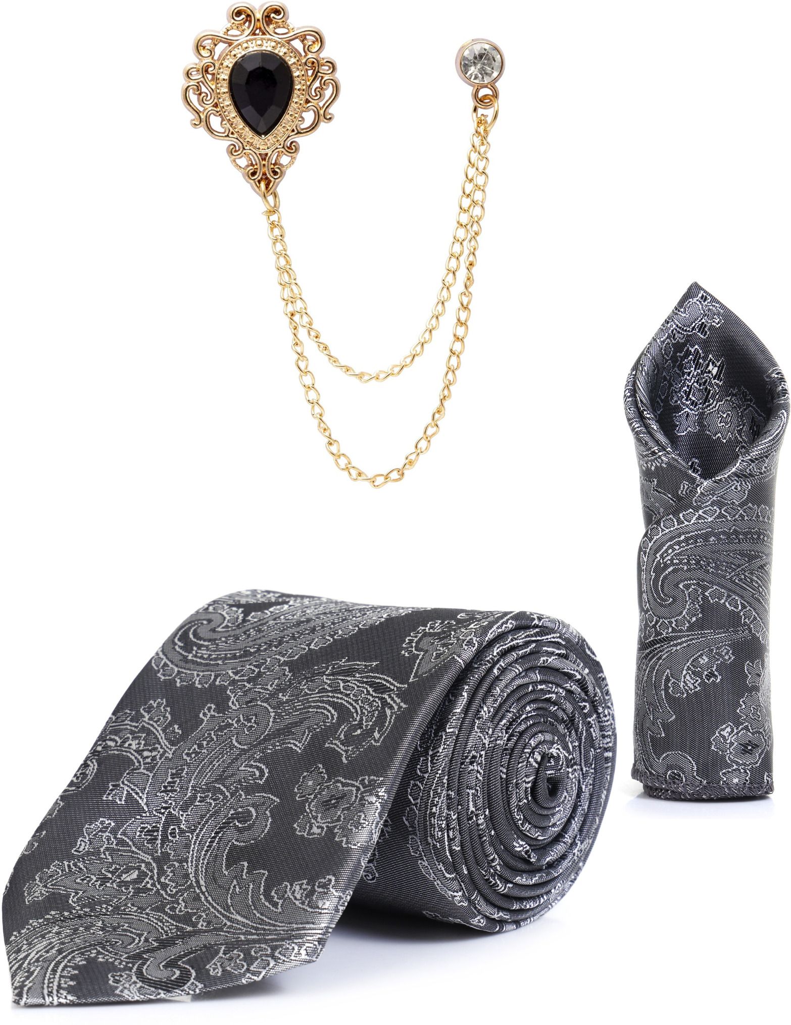 RANDOME STRIPE Satin Cufflink & Tie Pin Set