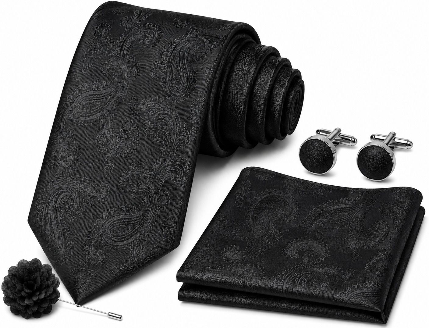 RANDOM STRIPE Satin Cufflink & Tie Pin Set-picture-33