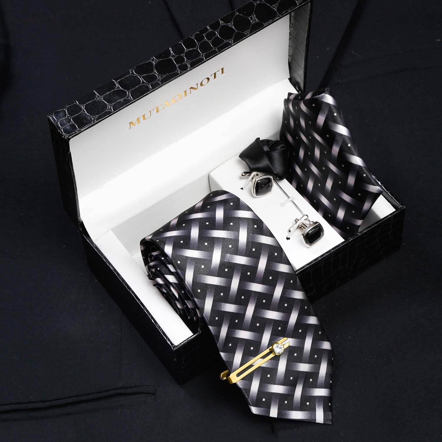 MUTAQINOTI Silk Cufflink & Tie Pin Set-picture-13