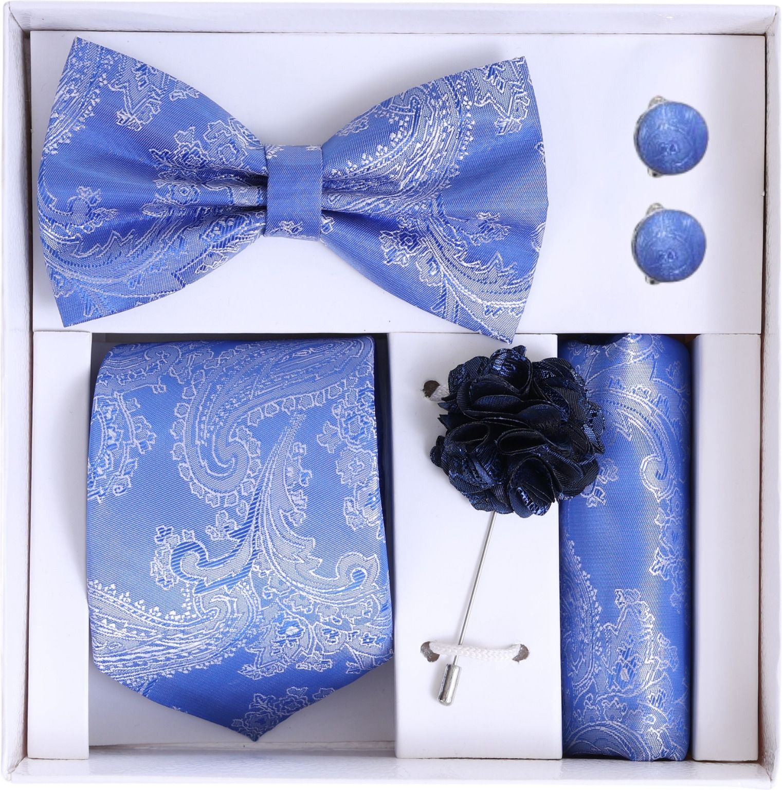 RANDOME STRIPE Satin Cufflink & Tie Pin Set-picture-11