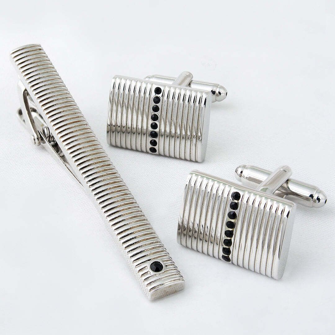 PELUCHE Brass, Crystal Cufflink & Tie Pin Set-picture-15