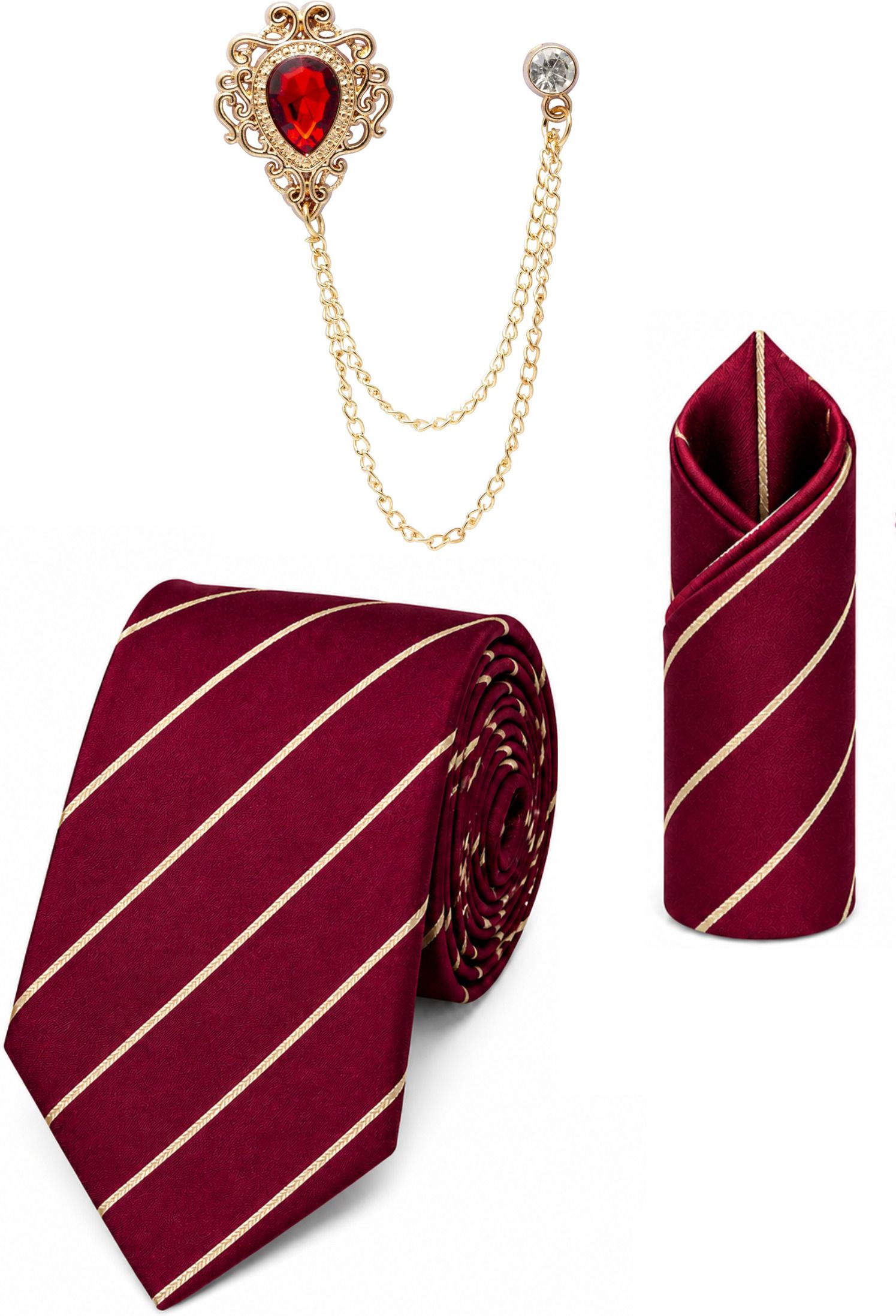 RANDOME STRIPE Satin Cufflink & Tie Pin Set-picture-11