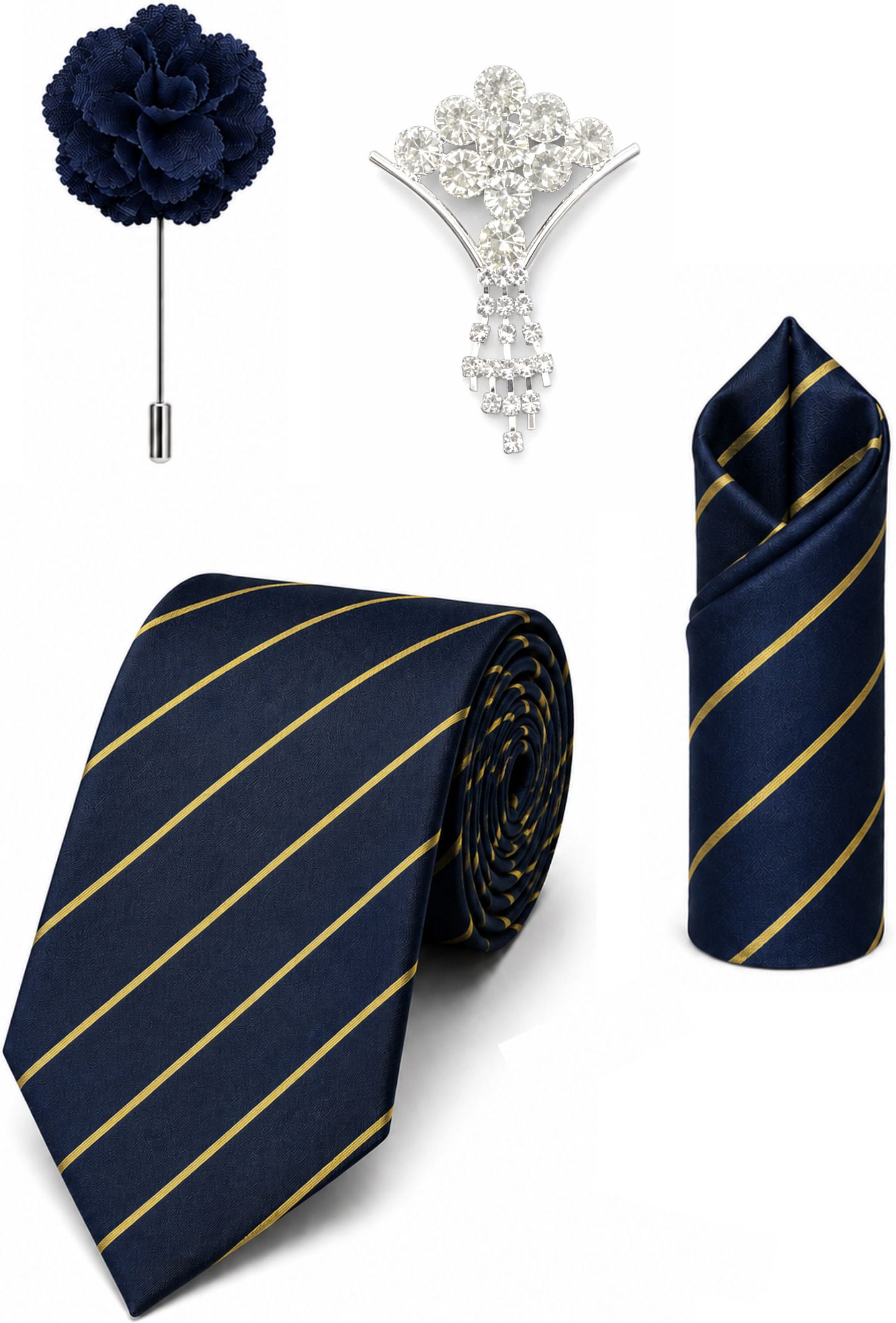 RANDOME STRIPE Satin Cufflink & Tie Pin Set-picture-23