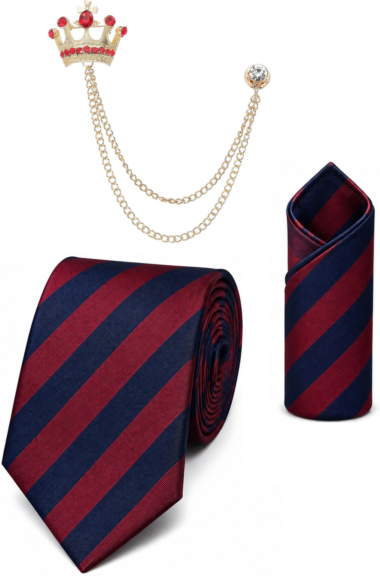 RANDOME STRIPE Satin Cufflink & Tie Pin Set-picture-13