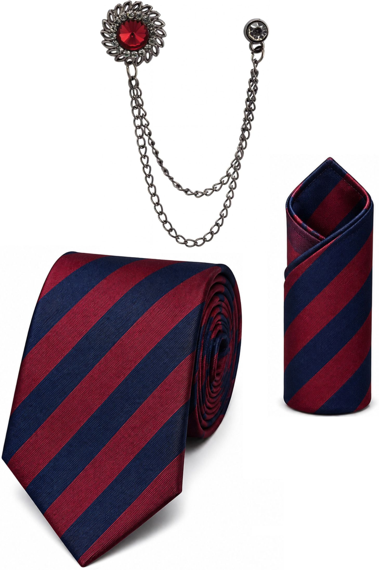 RANDOME STRIPE Satin Cufflink & Tie Pin Set-picture-28