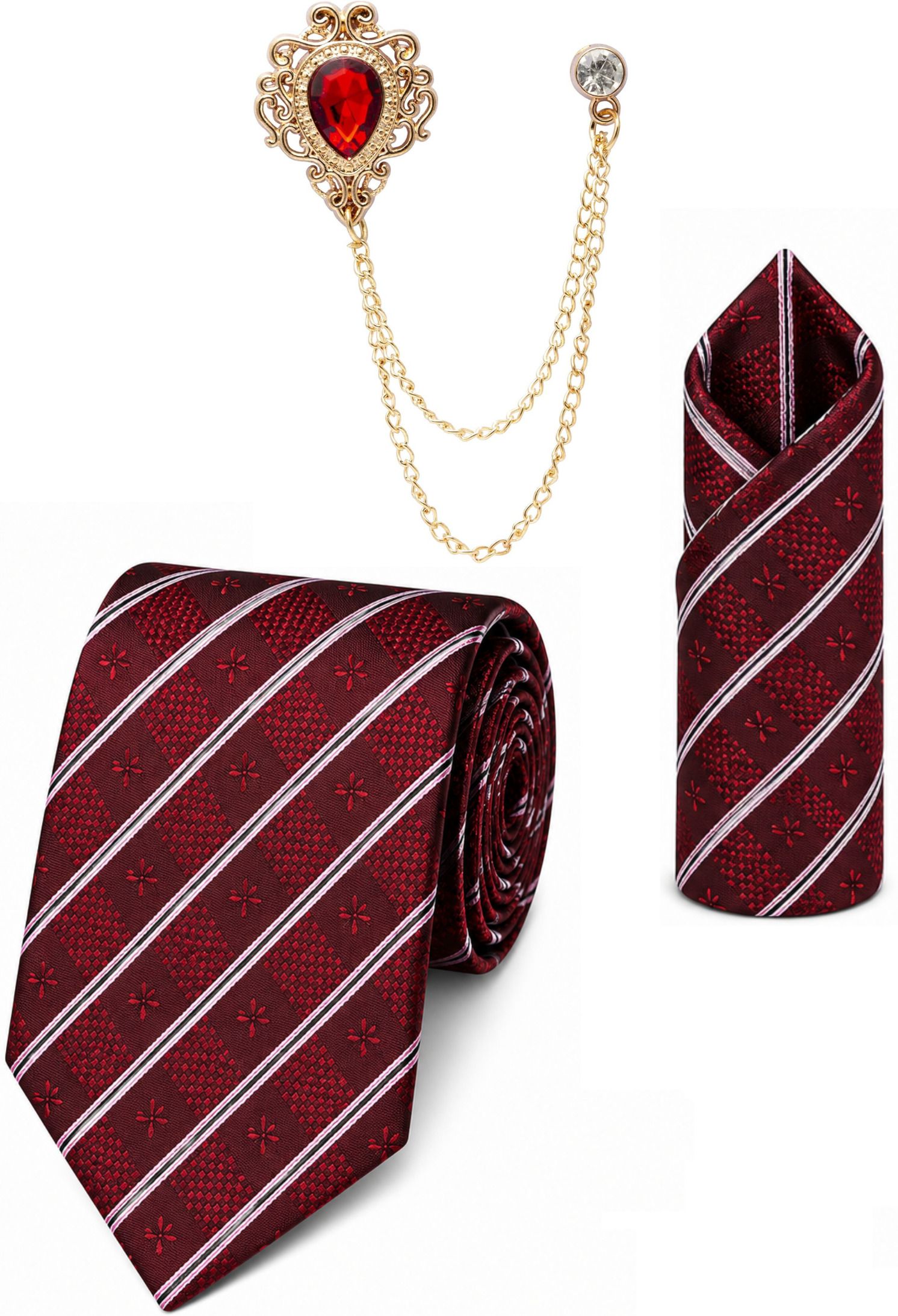 RANDOME STRIPE Satin Tie & Cufflink-image-6