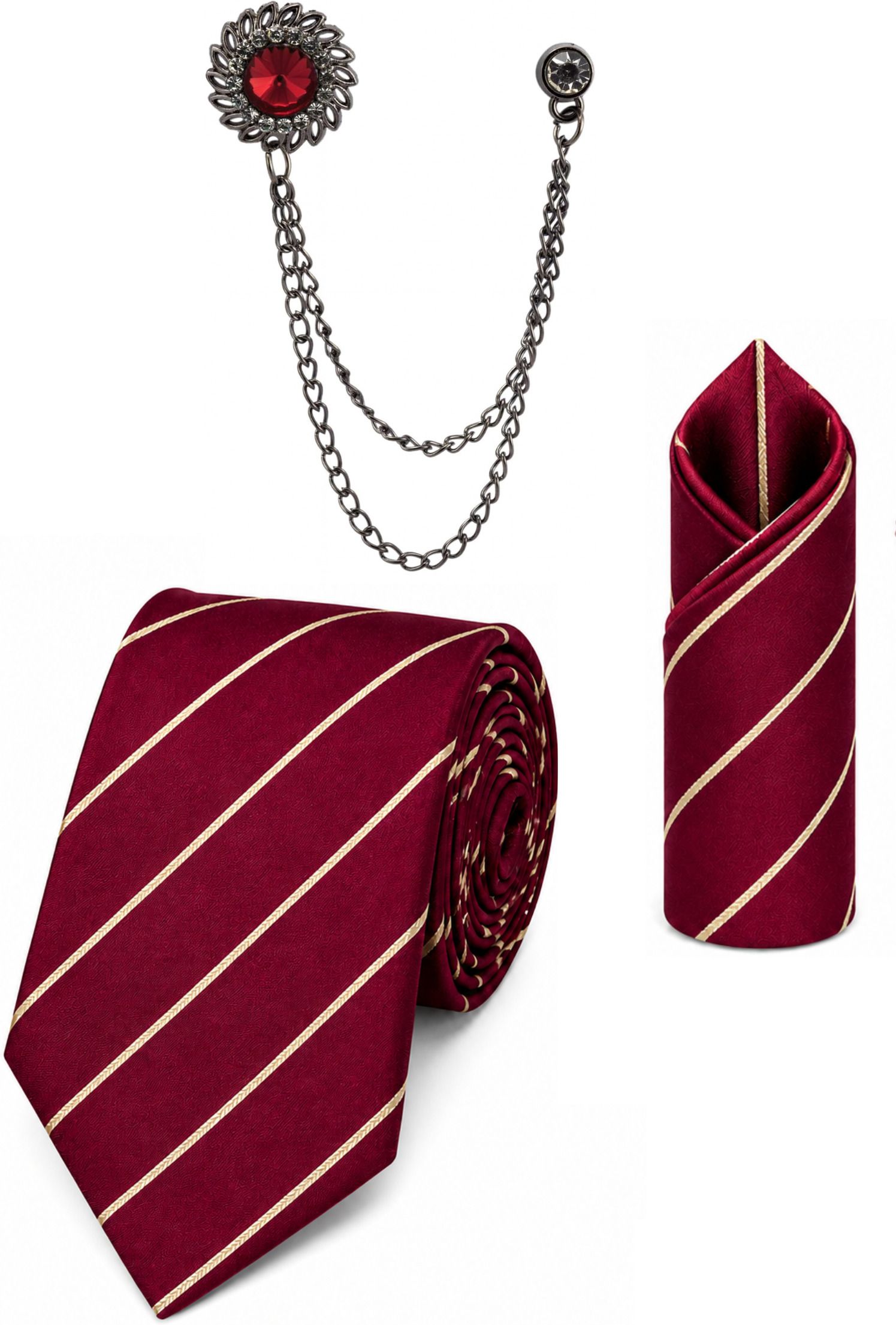 RANDOME STRIPE Satin Cufflink & Tie Pin Set-picture-35