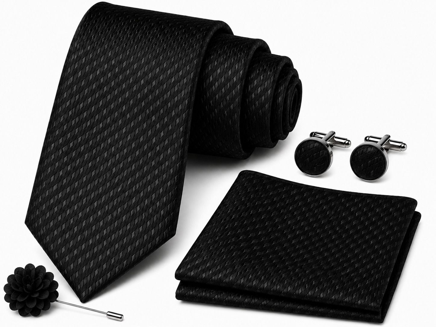 RANDOM STRIPE Satin Cufflink & Tie Pin Set-picture-35