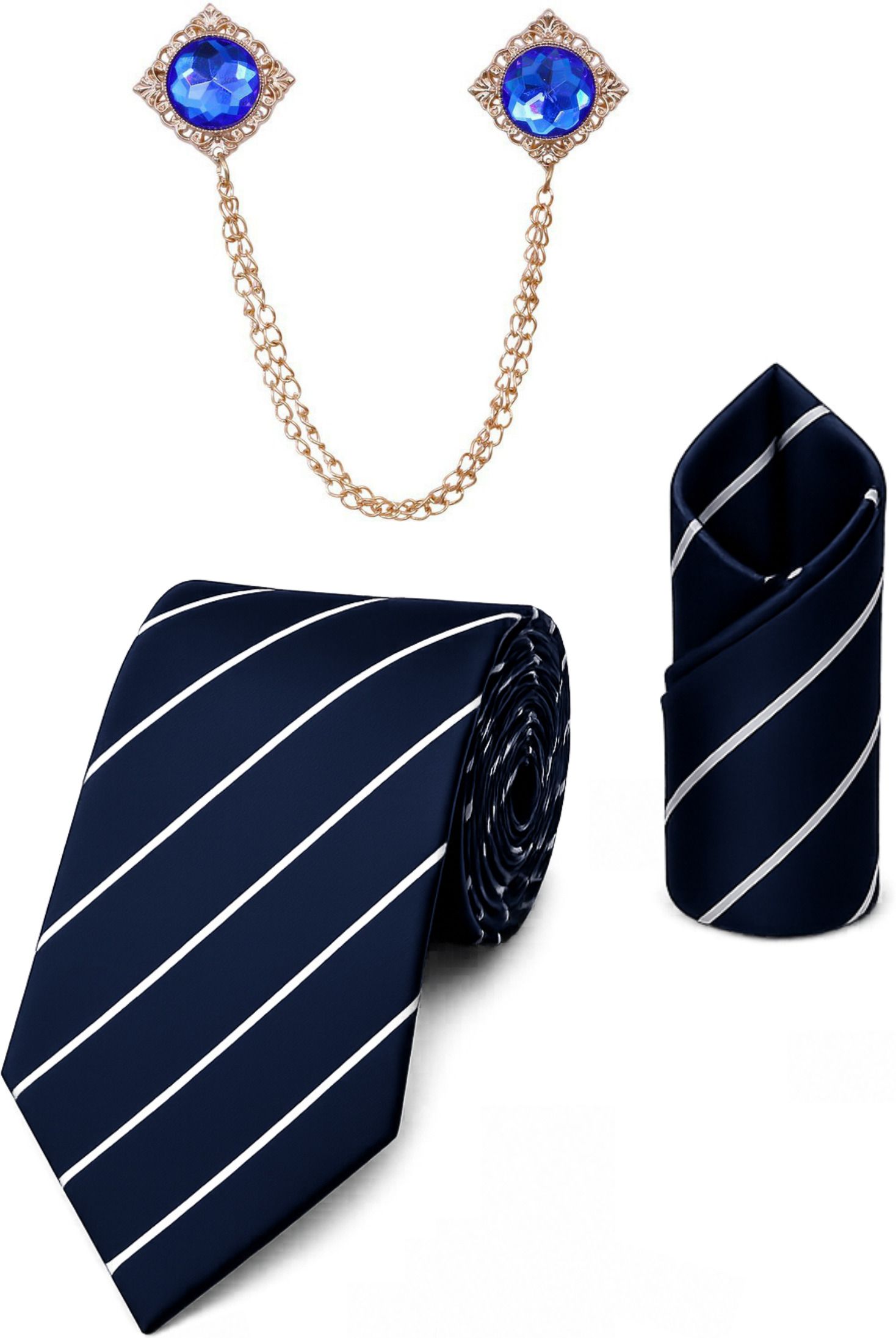 RANDOME STRIPE Satin Cufflink & Tie Pin Set-picture-43