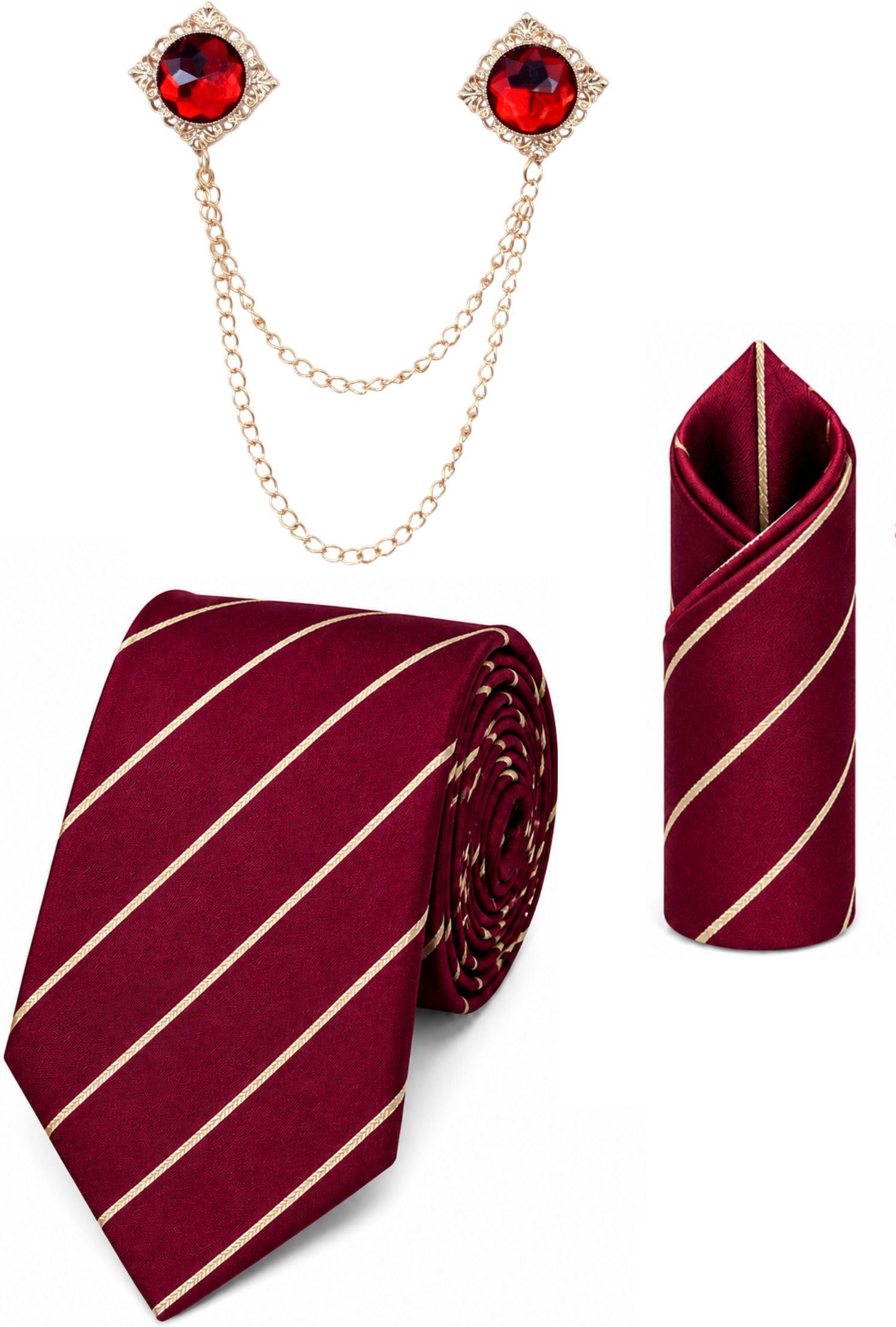 RANDOME STRIPE Satin Cufflink & Tie Pin Set-picture-43