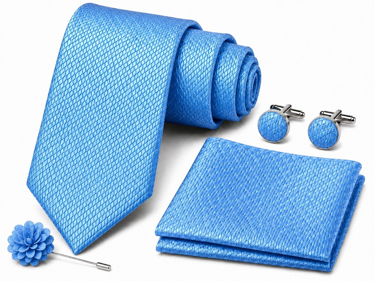 RANDOME STRIPE Satin Cufflink & Tie Pin Set-image-31