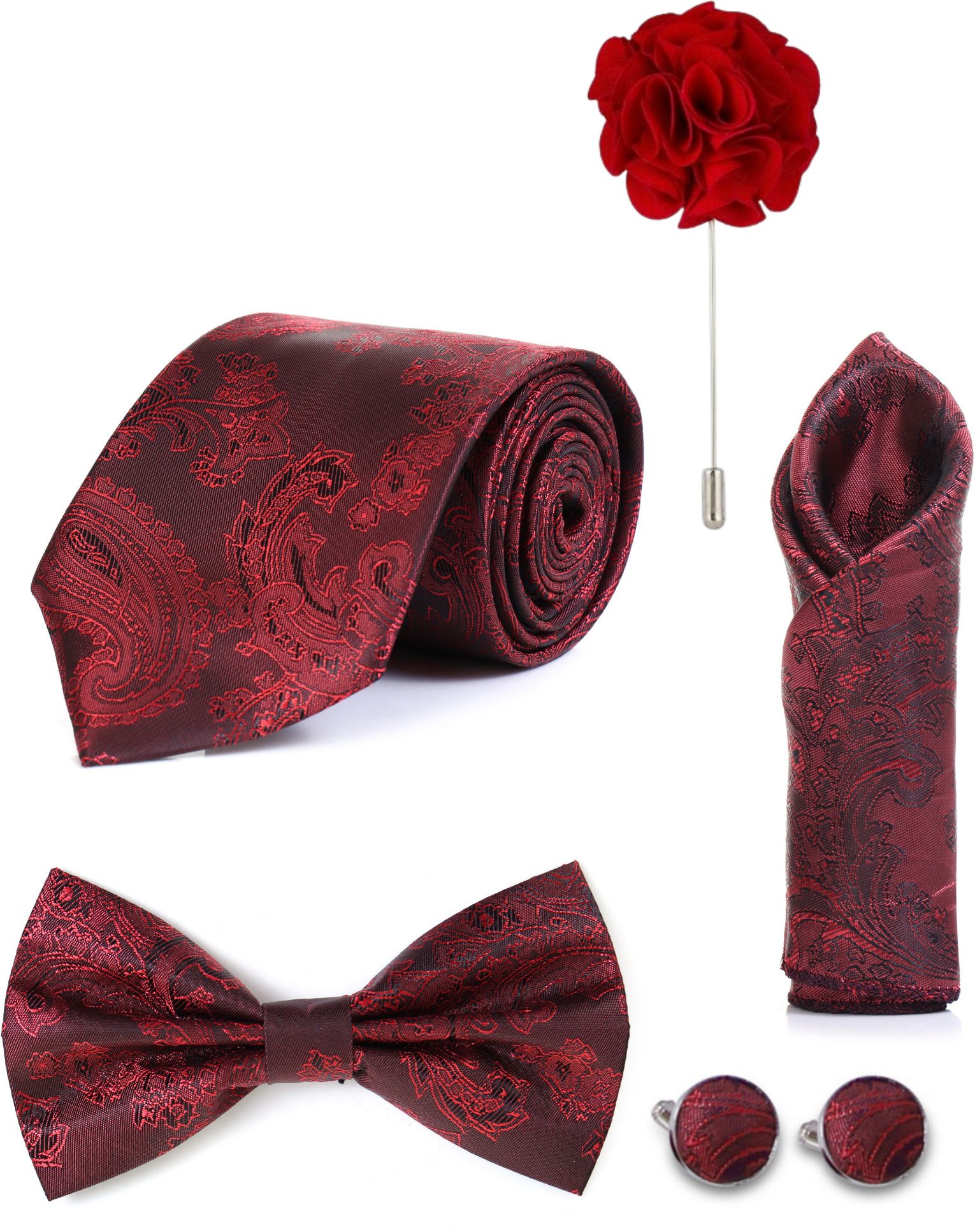 RANDOME STRIPE Satin Cufflink & Tie Pin Set-image-19