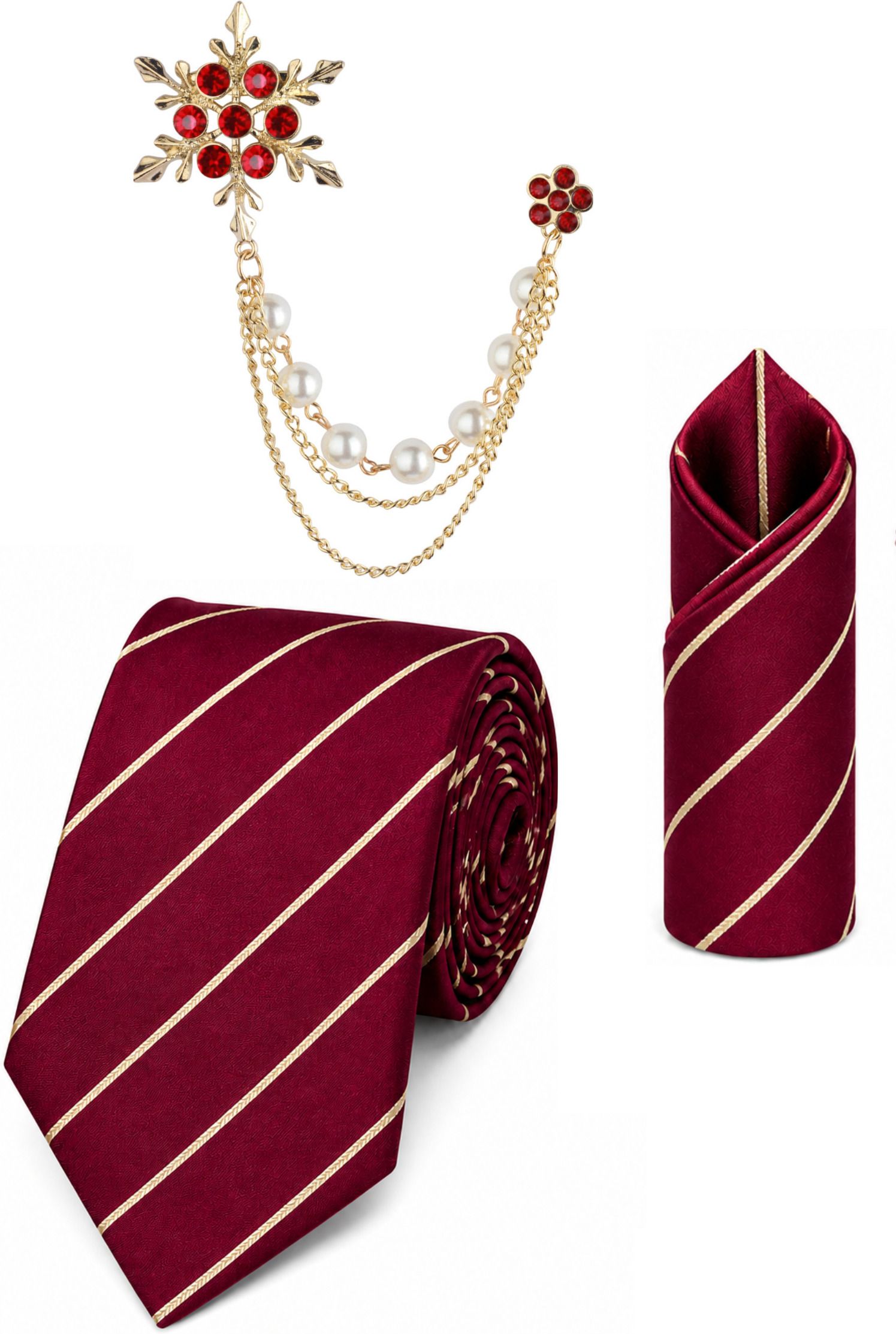 RANDOME STRIPE Satin Cufflink & Tie Pin Set-picture-22