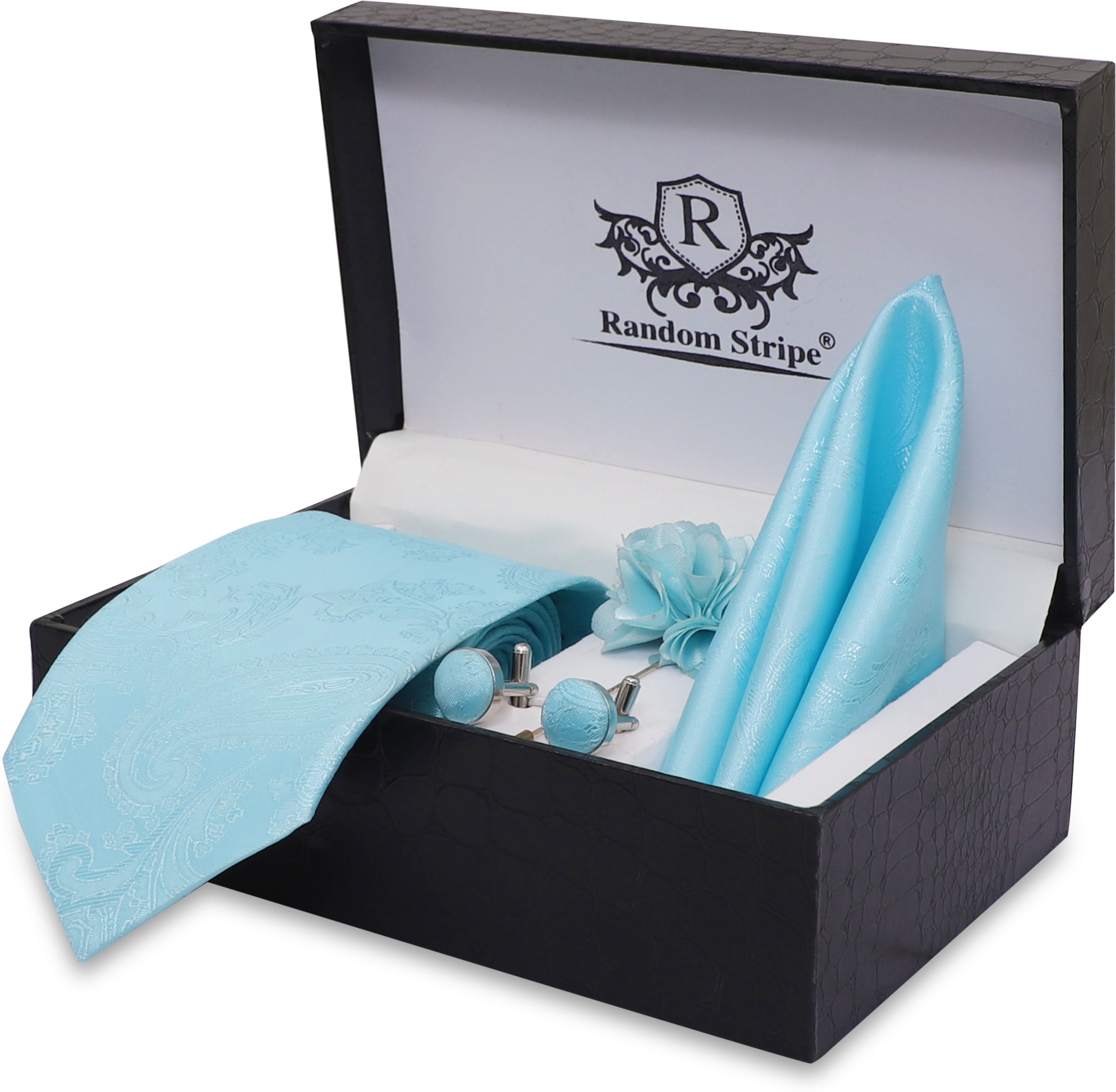 RANDOM STRIPE Silk Cufflink & Tie Pin Set