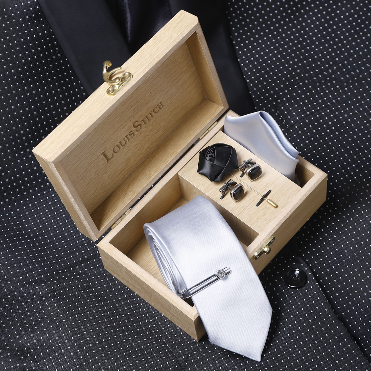 LOUIS STITCH Silk Tie & Cufflink-image-28