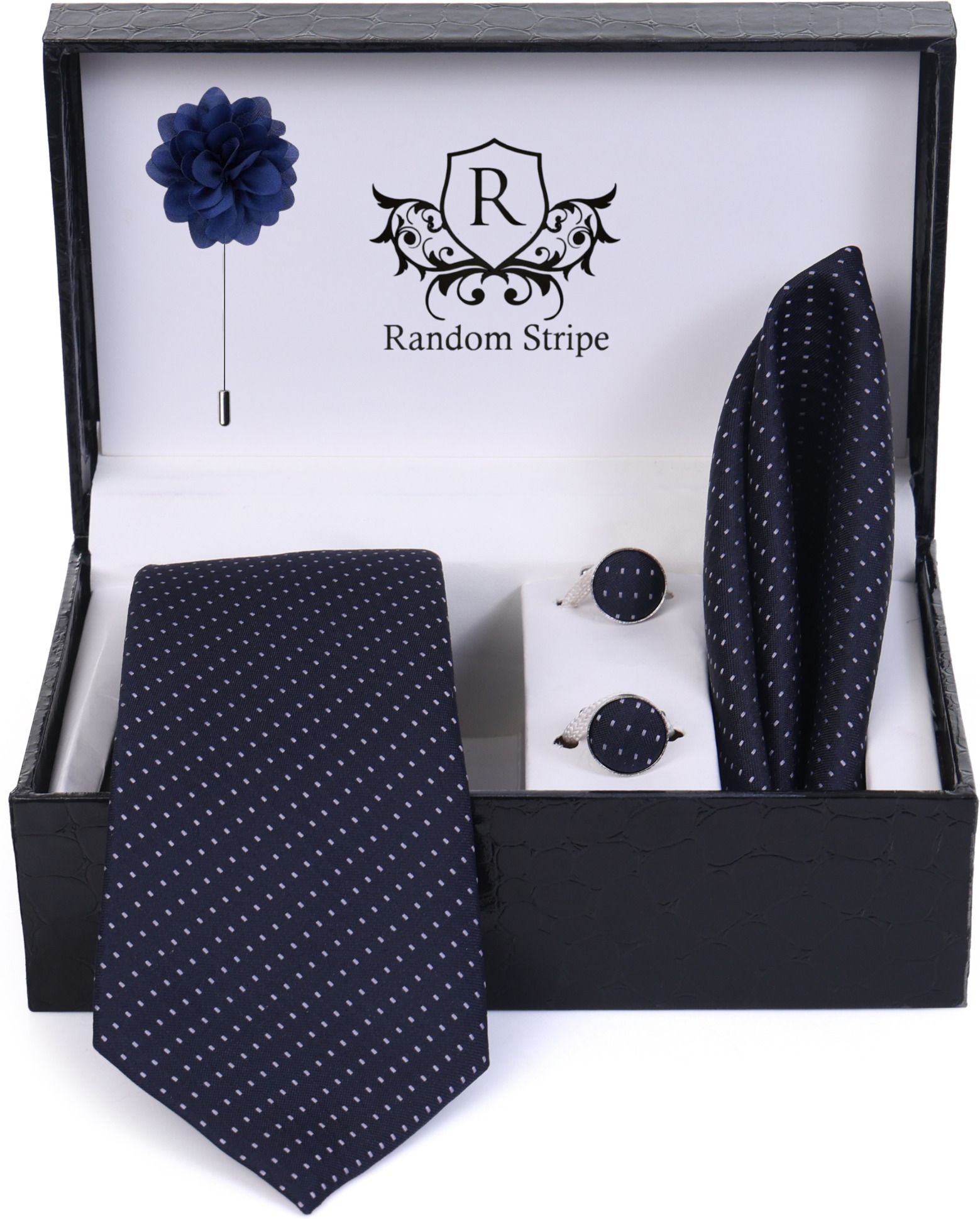 RANDOM STRIPE Satin Cufflink & Tie Pin Set-picture-17