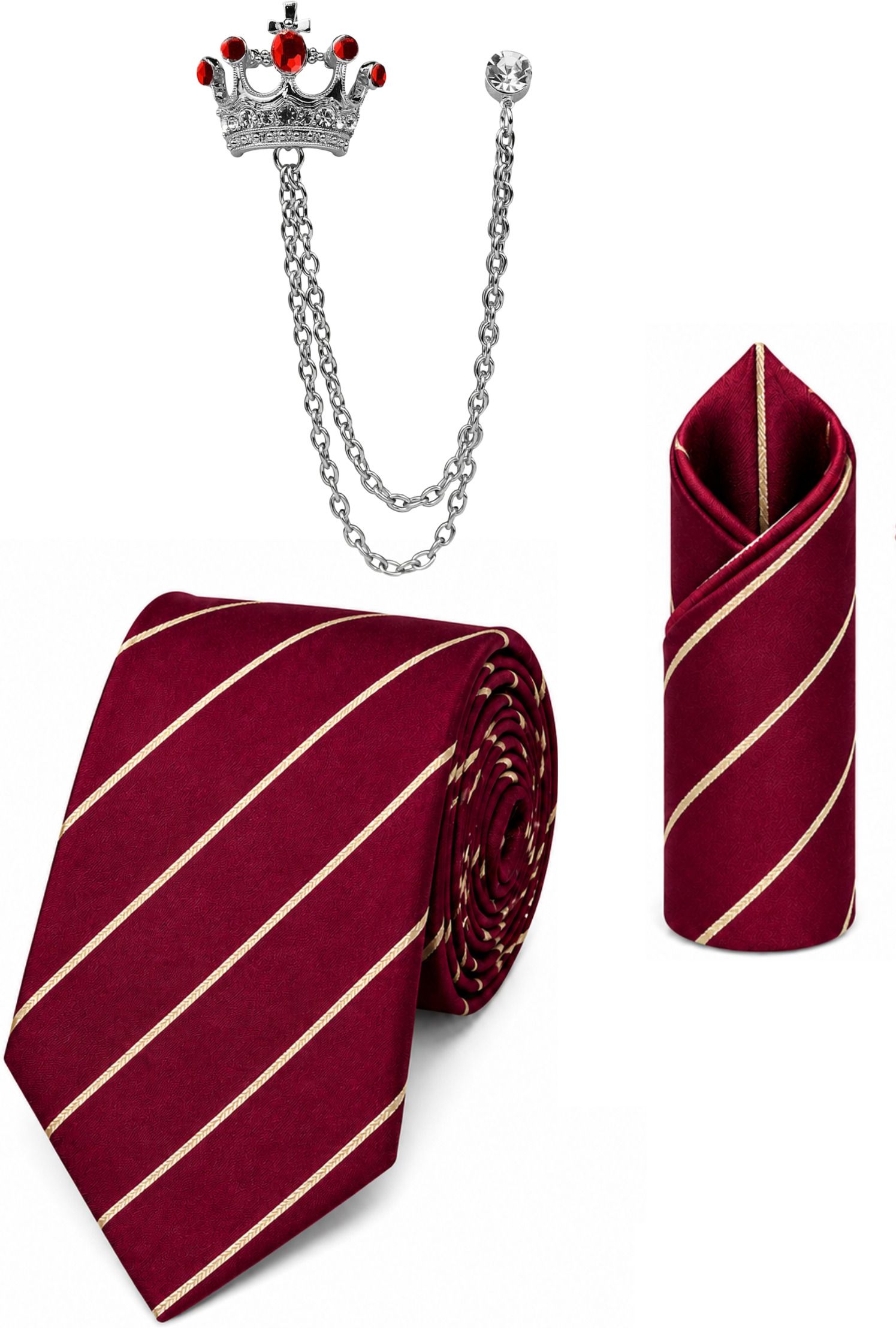RANDOME STRIPE Satin Cufflink & Tie Pin Set-picture-19