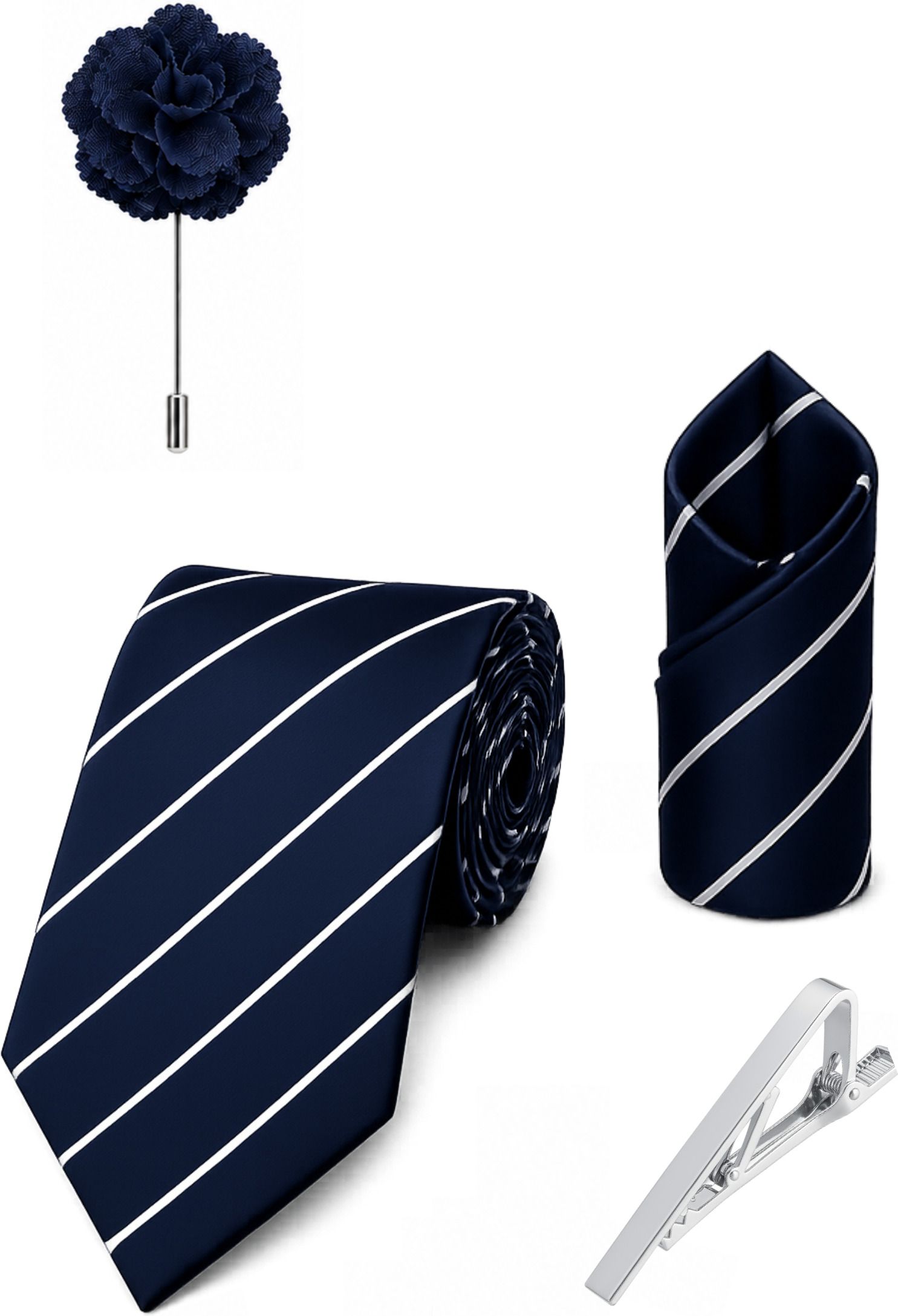RANDOM STRIPE Satin Cufflink & Tie Pin Set-picture-13