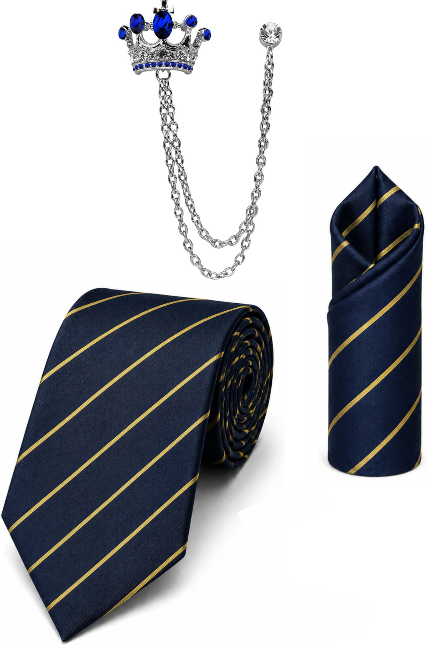 RANDOME STRIPE Satin Cufflink & Tie Pin Set-picture-15