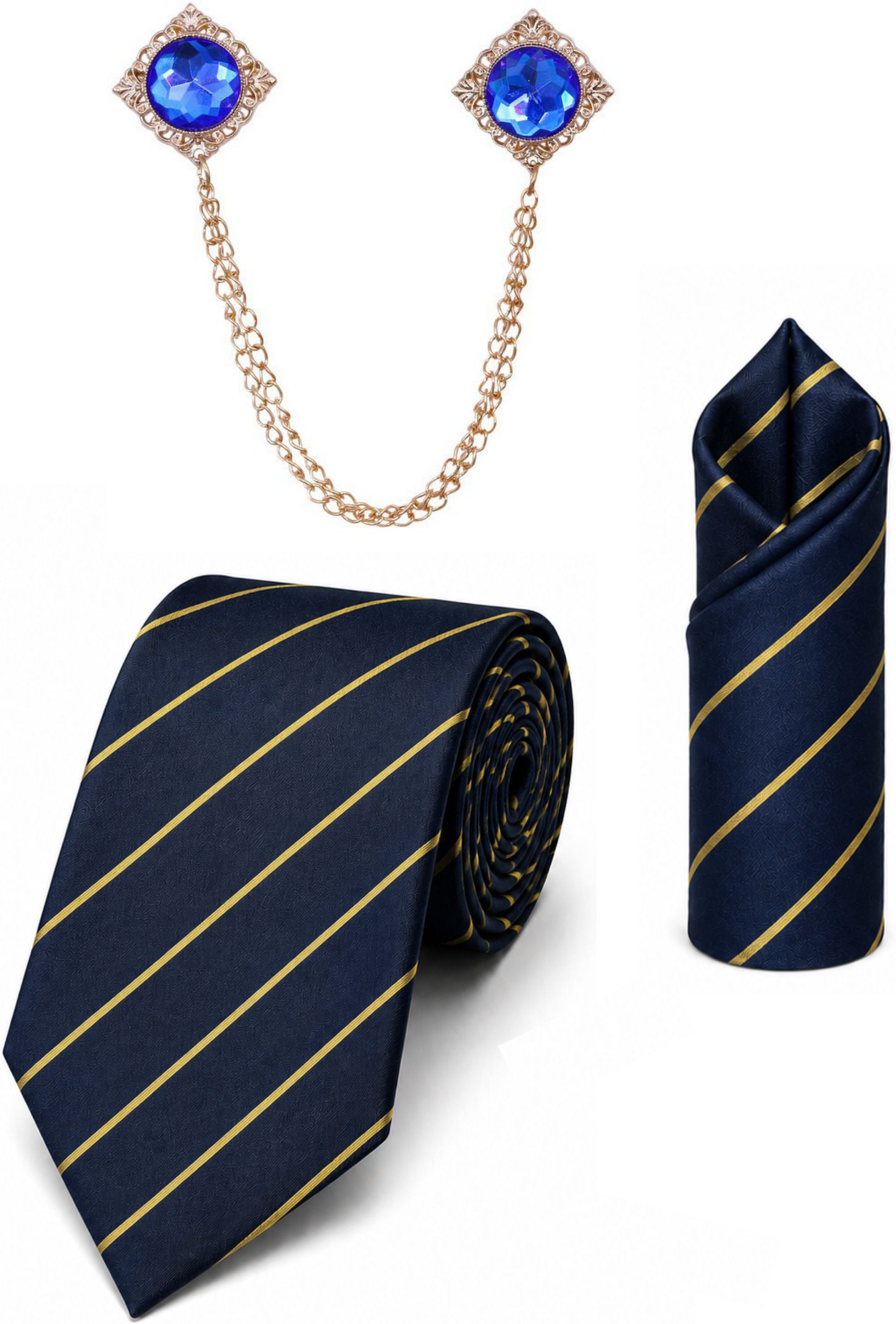 RANDOME STRIPE Satin Cufflink & Tie Pin Set-picture-29