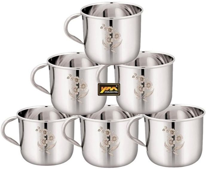 Pack of 6 Stainless Steel Premium Tea & Coffee Cup 140ml