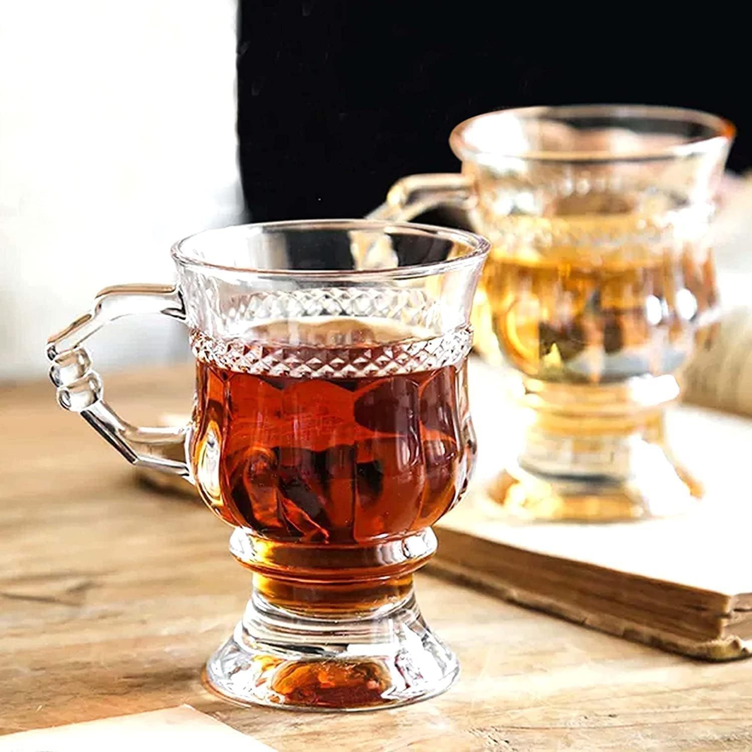 vd global Pack of 6 Glass Premium Glass Tea & Coffee Mug Collection – Modern Transparent Glass Cups-picture-25