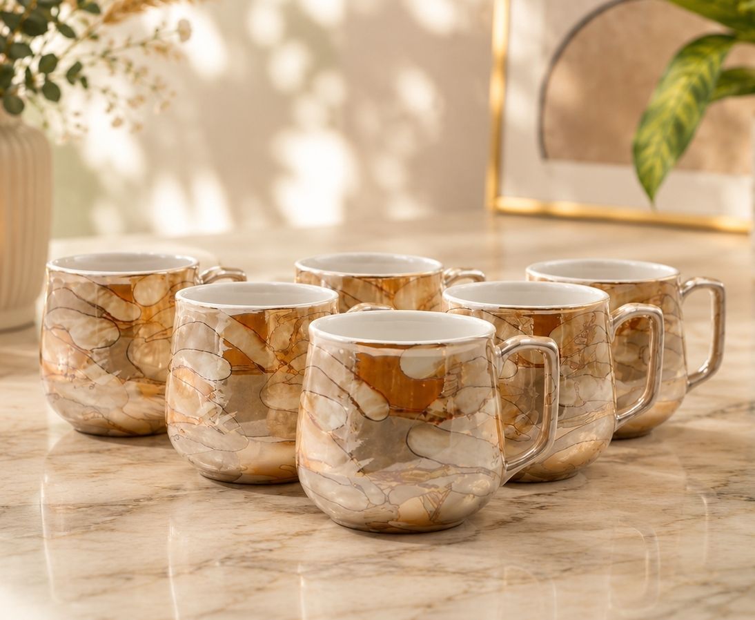 kiki creation Pack of 6 Bone China, Ceramic Luster tea cup set-picture-36