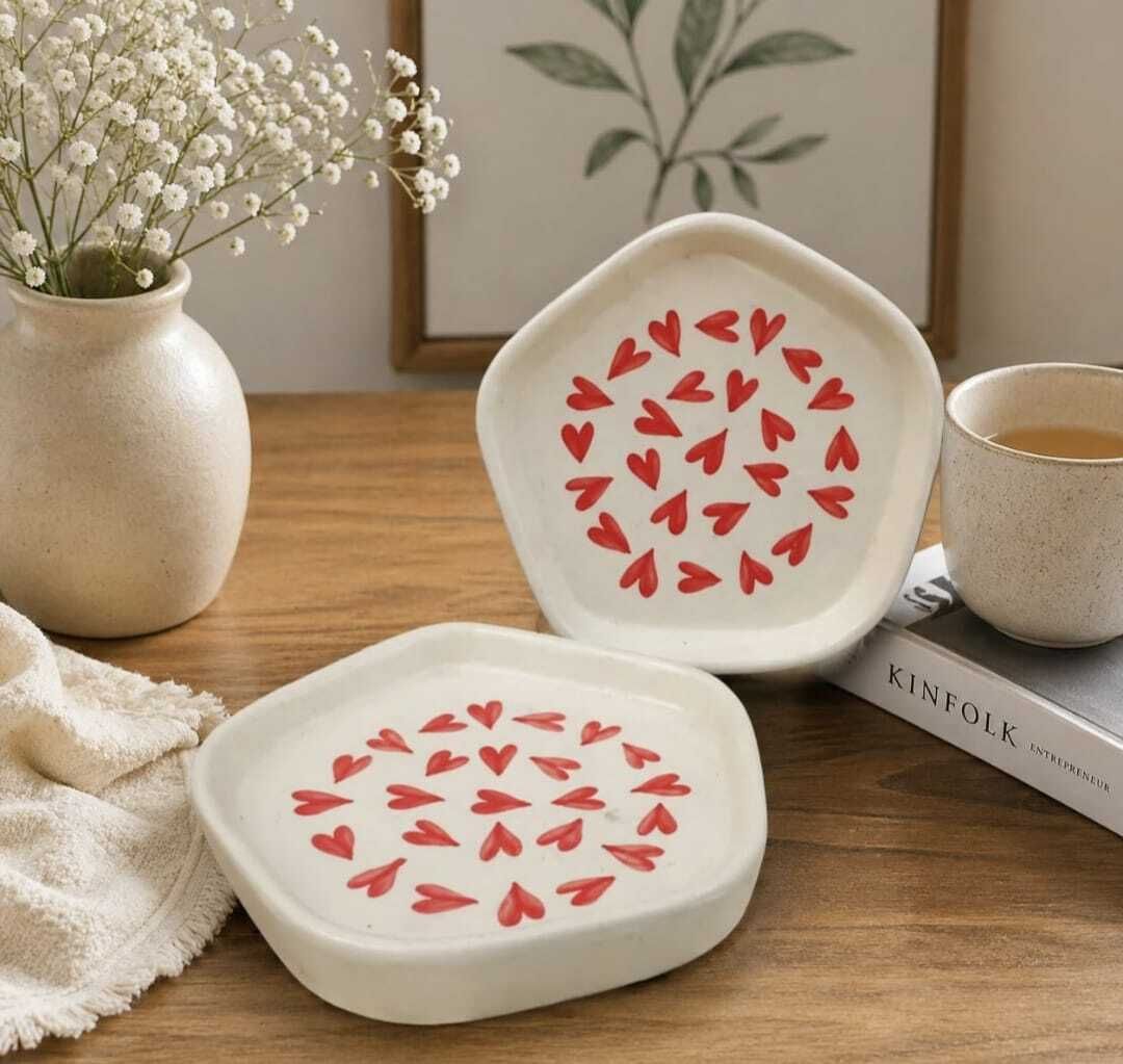 pr home decor Pack of 2 Ceramic Ceramic Coasters-Strawberry Design Set of 2 Coasters for Tea,Coffee-picture-47