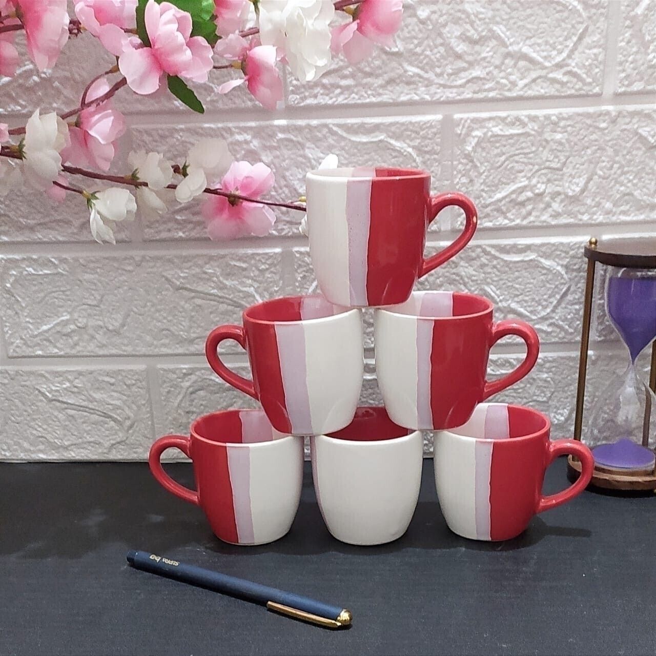 aav world Ceramic SUPER RED MODERN DOUBLE COLOUR CUP (6 CUPS SET)-picture-47