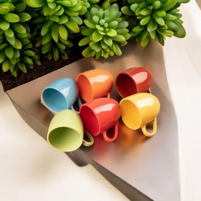 Pack of 6 Ceramic 245 Ceramic Mat/Glossy Finish Tea and Coffee Cups with 150 ml Set of 6 Pcs-image-13