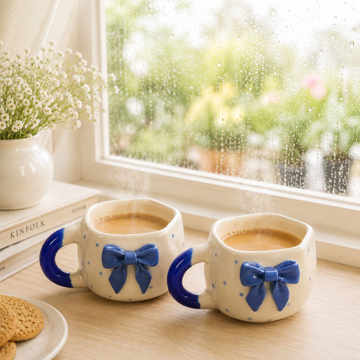 Pack of 2 Ceramic Cute Trending cups | Blue Bow Tie Ceramic Cup | coffee Cup| Tea Cup-image-21