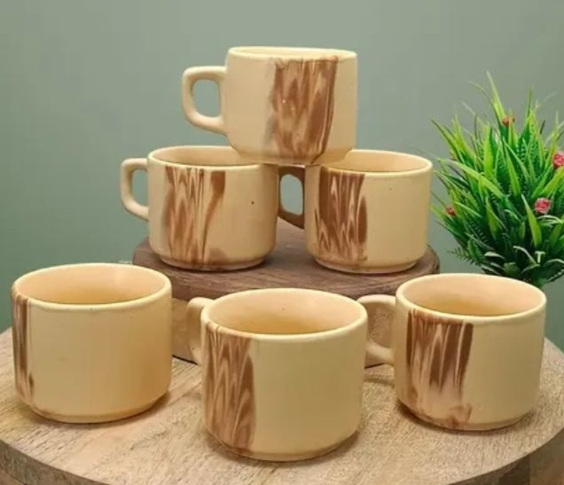 Pack of 6 Ceramic Ceramic Solid Multi with round shape Tea Cup/Coffee Cup Set with Handle set of 6-image-36