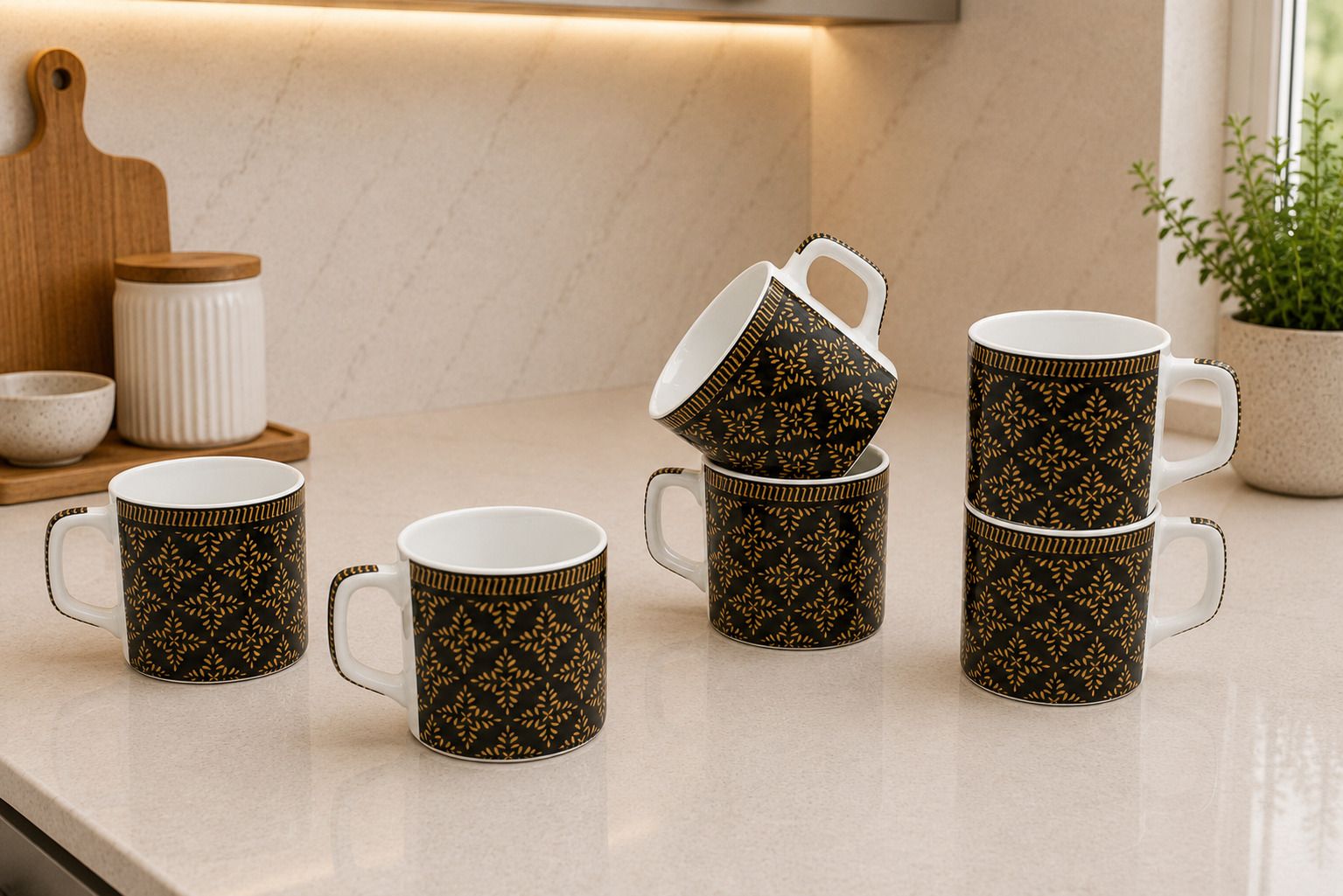 laghima jadon Pack of 6 Ceramic Tea & Coffee Cups Star Printed Premium Drinkware for Home & Office 150 ML-picture-43