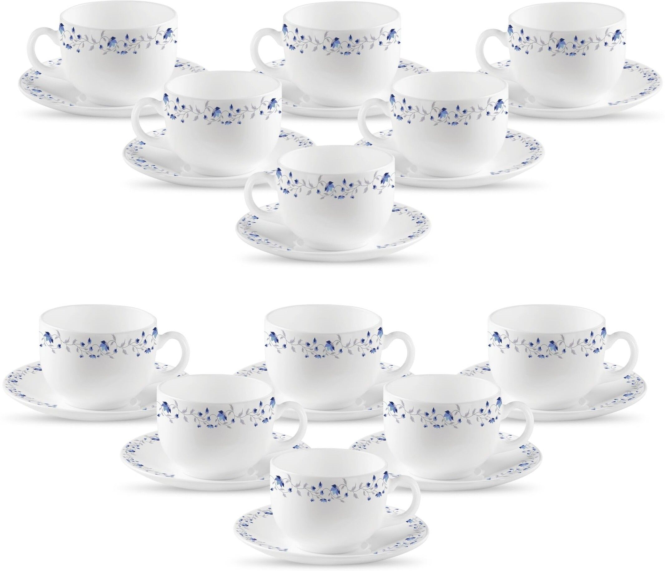 laopala Pack of 24 Opalware Iris Blue Mystique 12 Cups and 12 Saucer set-picture-26