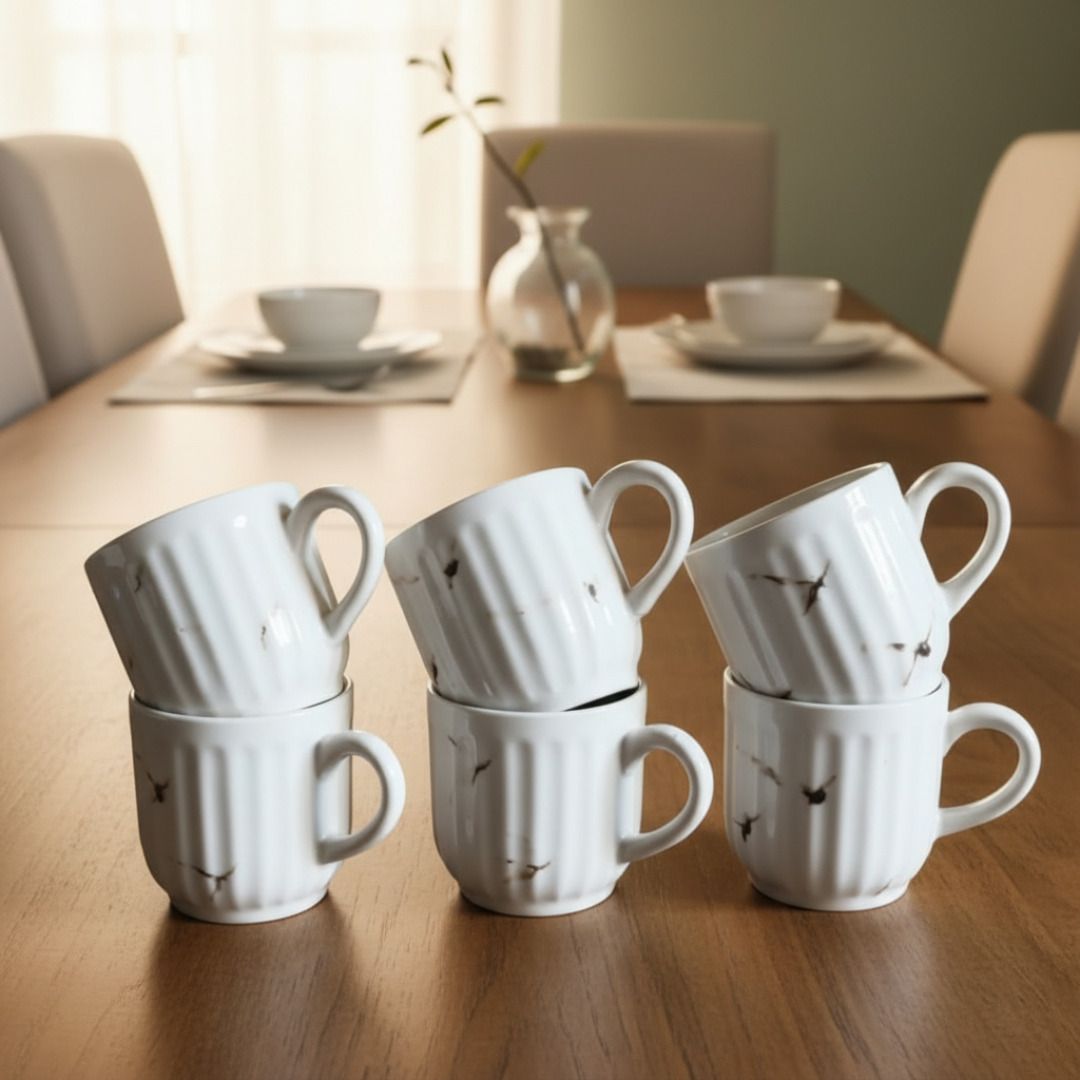 flipkart smartbuy Pack of 6 Bone China Premium Tea coffee Cups Set of 6 | Coffee Mugs for Home Office-picture-40