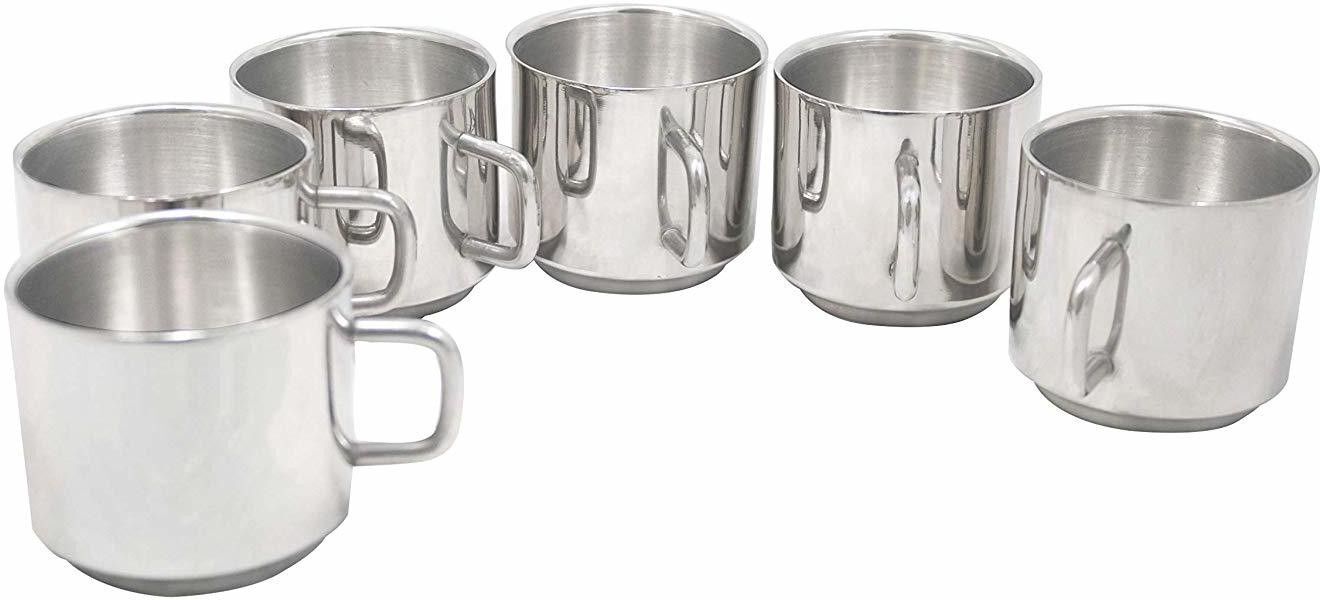 antique buyer Pack of 6 Stainless Steel HIGH QUALITY superior Stainless Steel Double Walled Tea Cup Set (150 ml) X 6PCS-picture-41