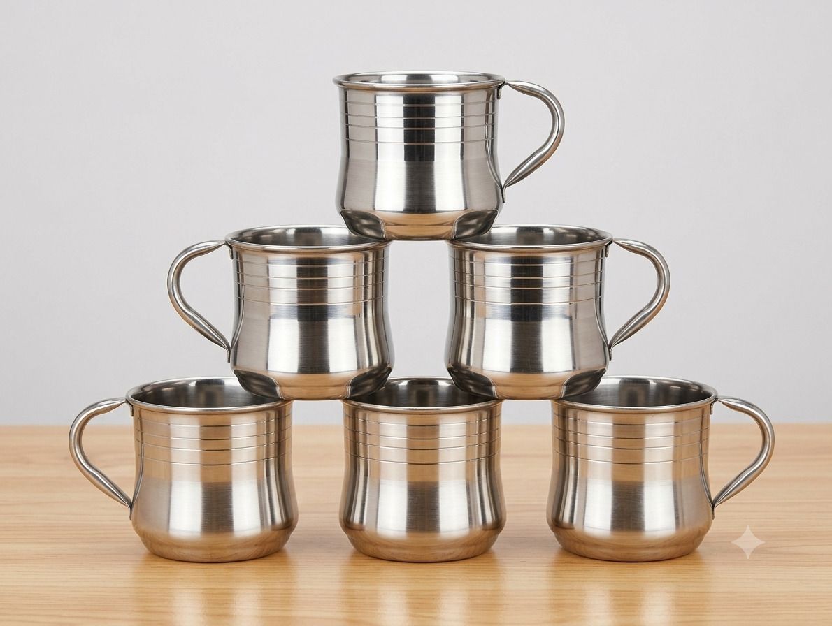 a r enterprises Pack of 6 Stainless Steel Pack of 6 set matka Cup single wall Cup-picture-41