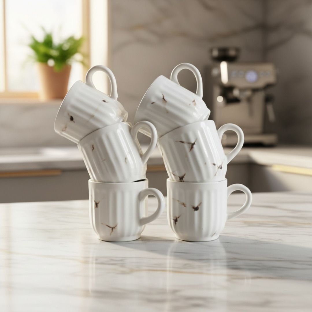 sai shine craft Pack of 6 Ceramic, Bone China Tea cup set of 6 for Home/Office/Gifts-picture-48