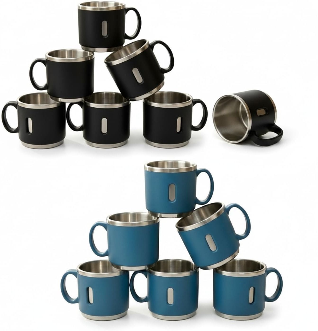 vinzesta enterprises Pack of 12 Steel, Plastic Multicolor 12 Pc Stainless Steel Coffee Mug Set | 150ml Insulated Gift Cups-picture-30